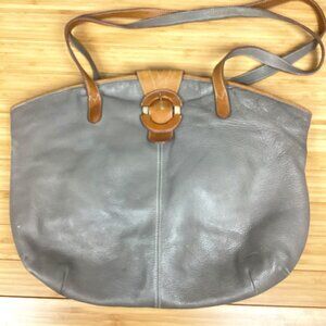 Vintage Gaucho Gray Leather Shoulder Handbag